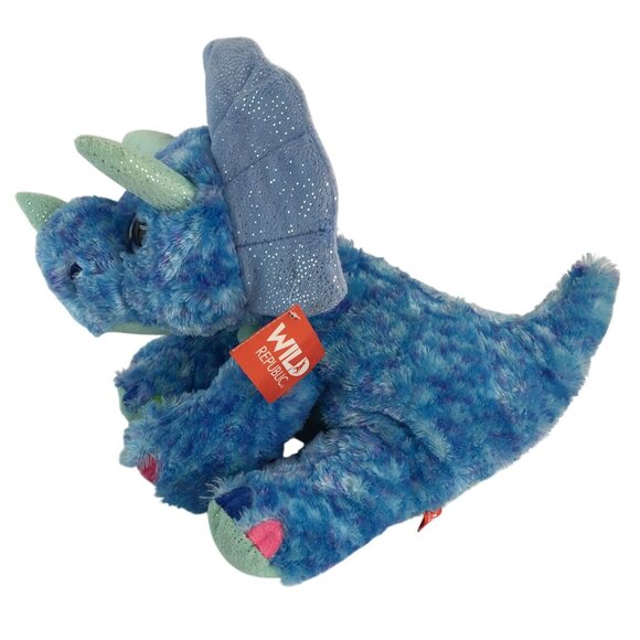 Wild Republic Sweet n Sassy Triceratops Plush Blue 12" Sparkle Stuffed Animal - Picture 4 of 9